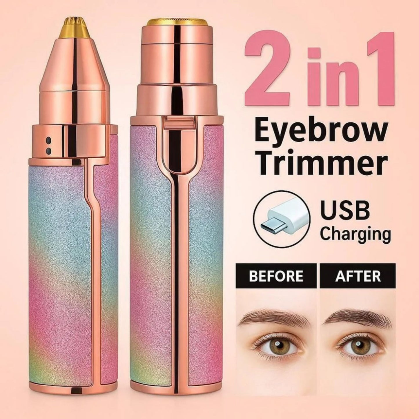 2 in 1 Rechargeable Eyebrow Trimmer – Facial Hair Remover