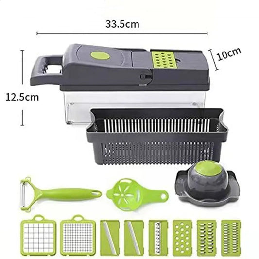 16 in 1 Vegetable Chopper & Slicer with Colander Basket