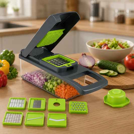 16 in 1 Vegetable Chopper & Slicer with Colander Basket