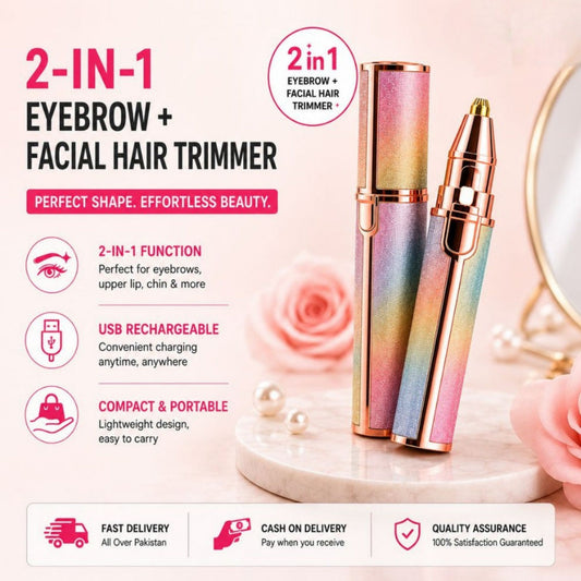2 in 1 Rechargeable Eyebrow Trimmer – Facial Hair Remover