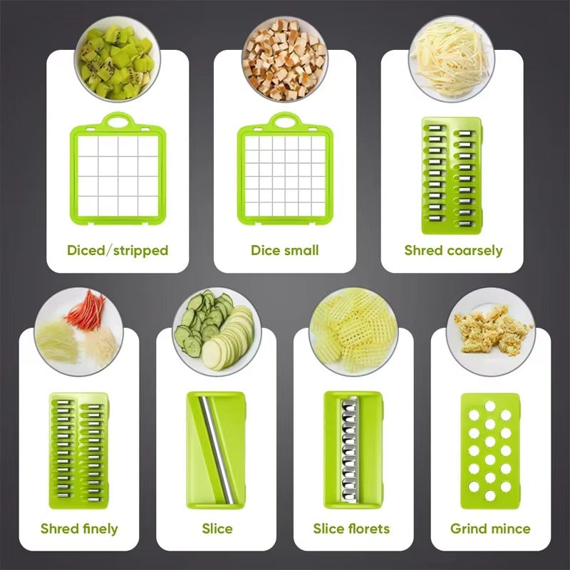 16 in 1 Vegetable Chopper & Slicer with Colander Basket